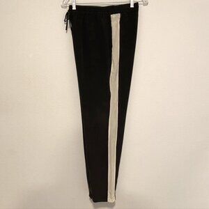 J.CREW Black And Ivory Tuxedo Stripe Silk Elastic Waist Pant size L